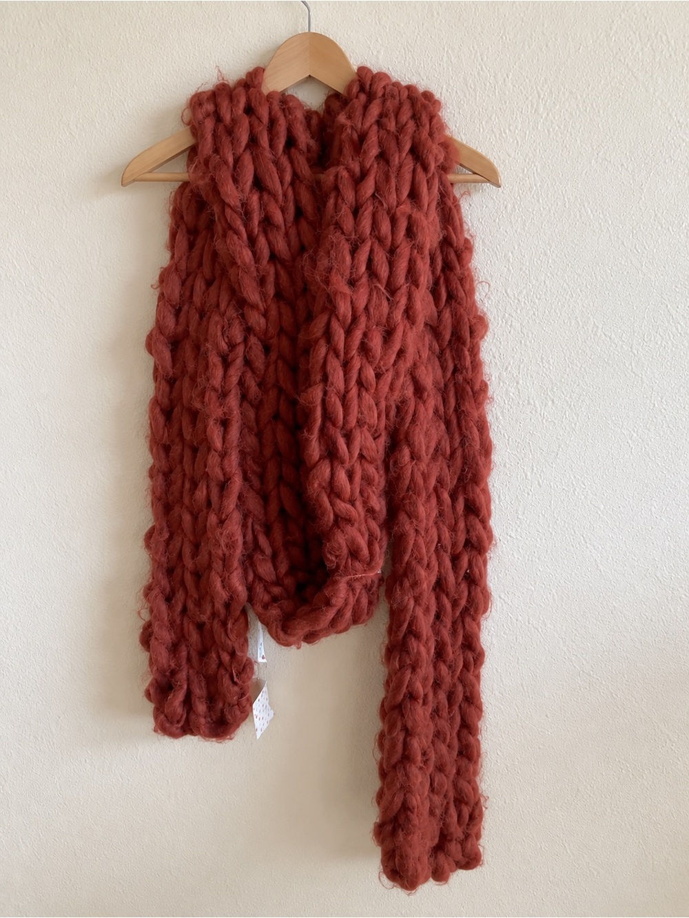 Free People Chunky Fuzzy Knit Scarf in Rust - One Size